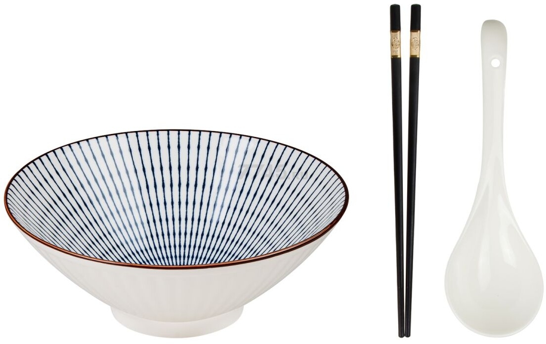 Тарелка керамическая с ложкой и палочками для еды PERFECTO LINEA Ramen line 17-950002