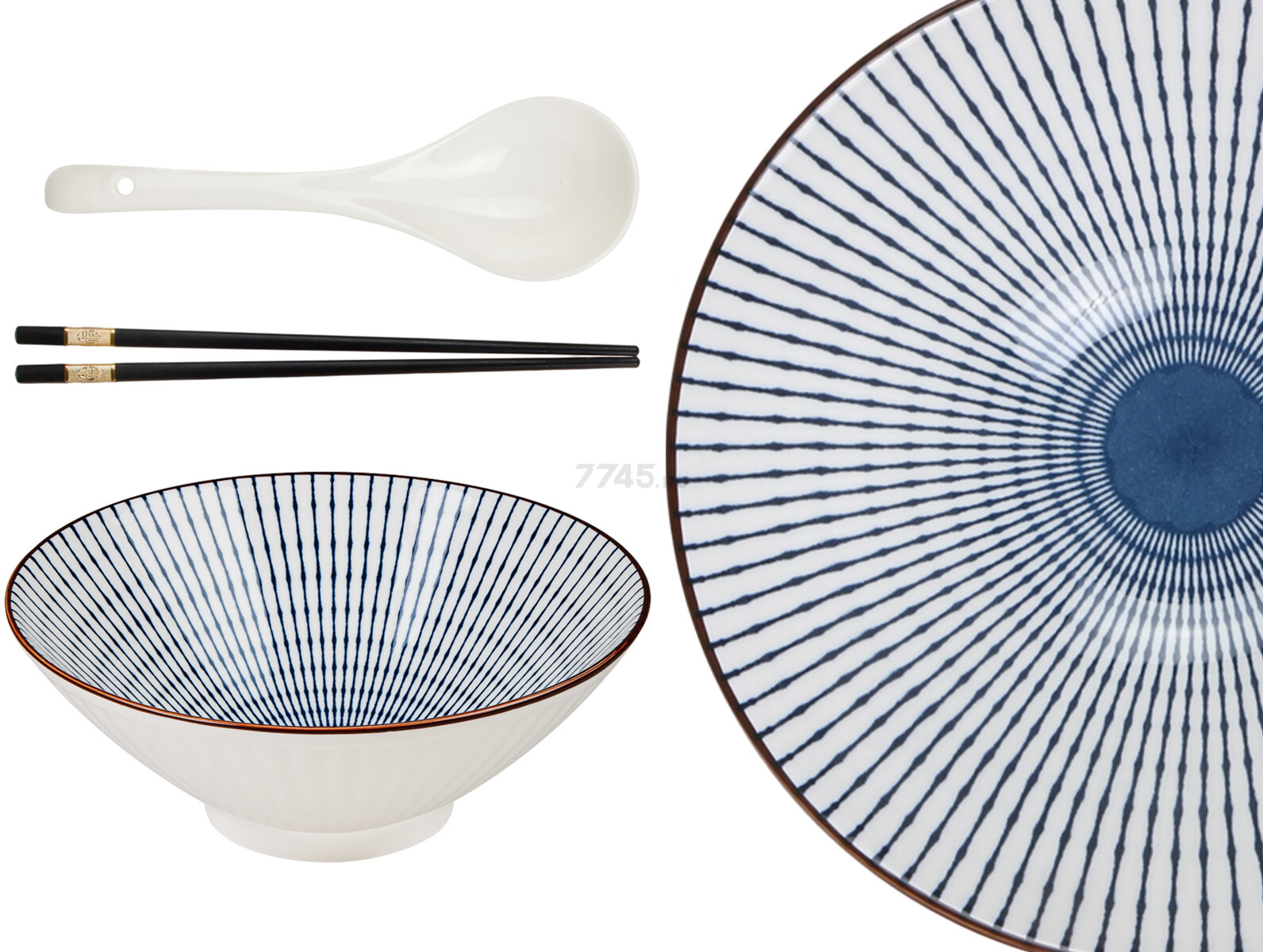 Тарелка керамическая с ложкой и палочками для еды PERFECTO LINEA Ramen line 17-950002 - Фото 2