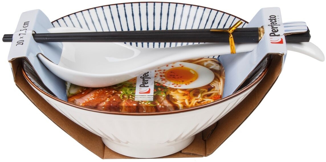 Тарелка керамическая с ложкой и палочками для еды PERFECTO LINEA Ramen line 17-950002 - Фото 4