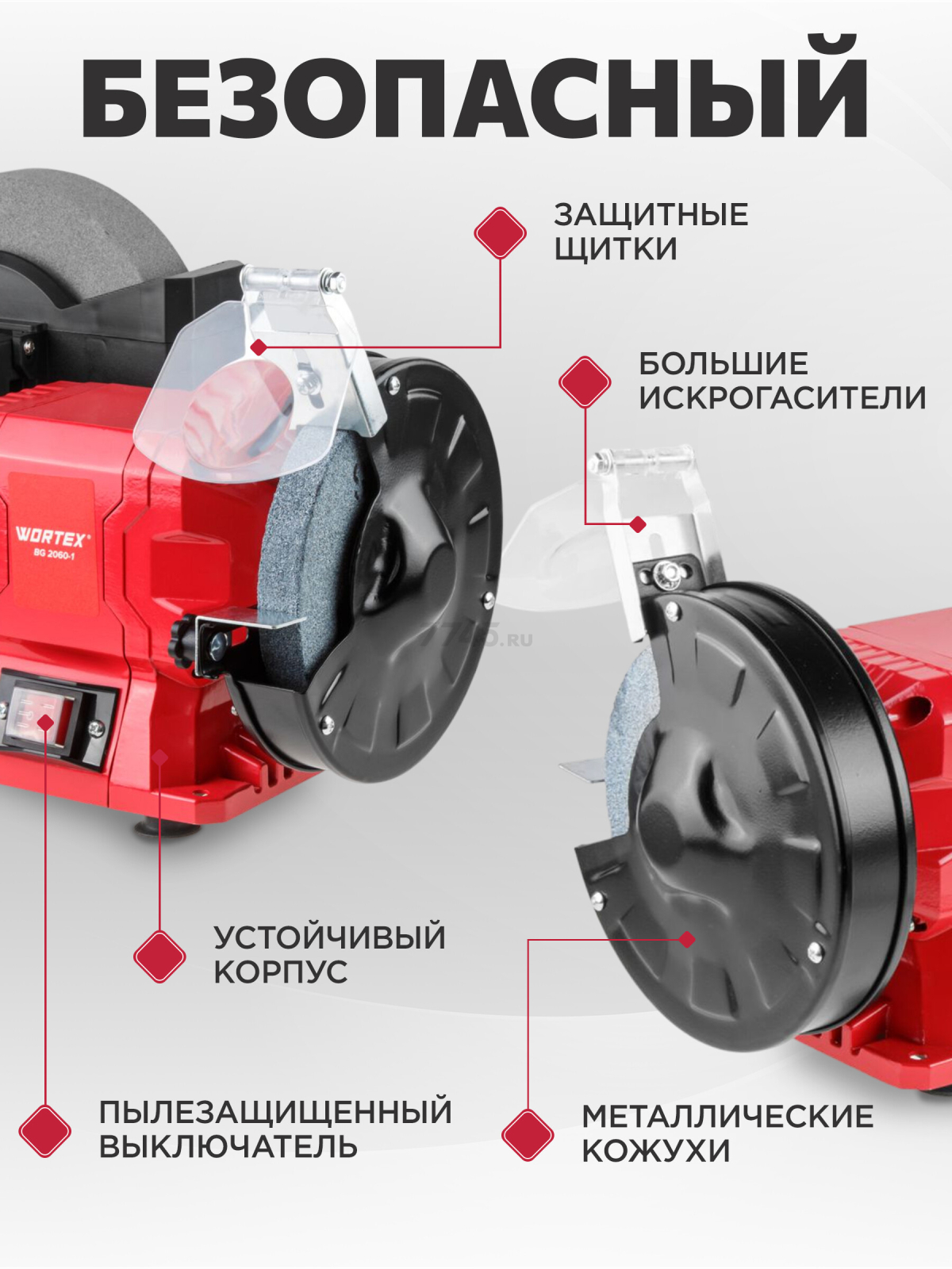 Станок точильный (точило) WORTEX BG 2060-1 (2322025) - Фото 5