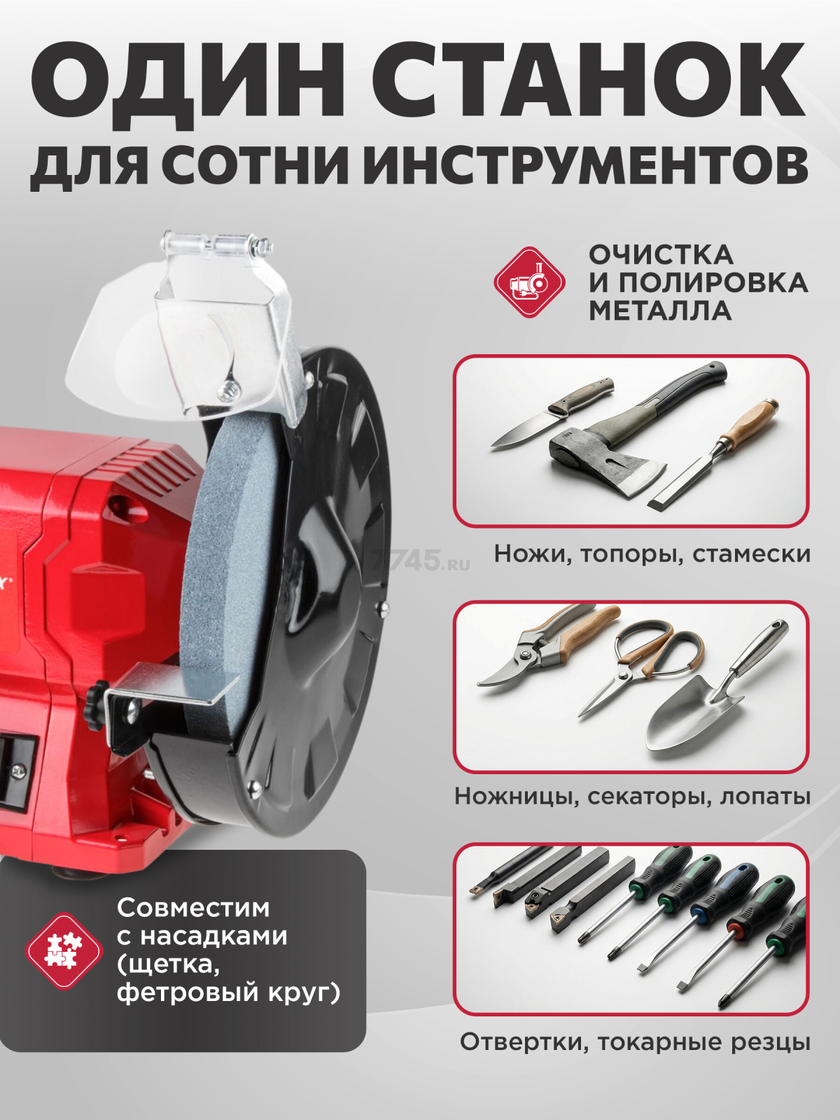 Станок точильный (точило) WORTEX BG 2060 (2322024) - Фото 2