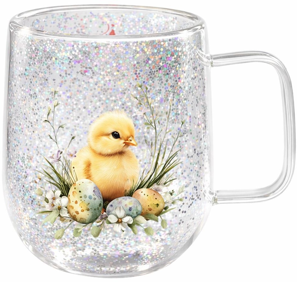 Кружка стеклянная PERFECTO LINEA Easter-2 с двойными стенками 380 мл (30-380264) - Фото 3