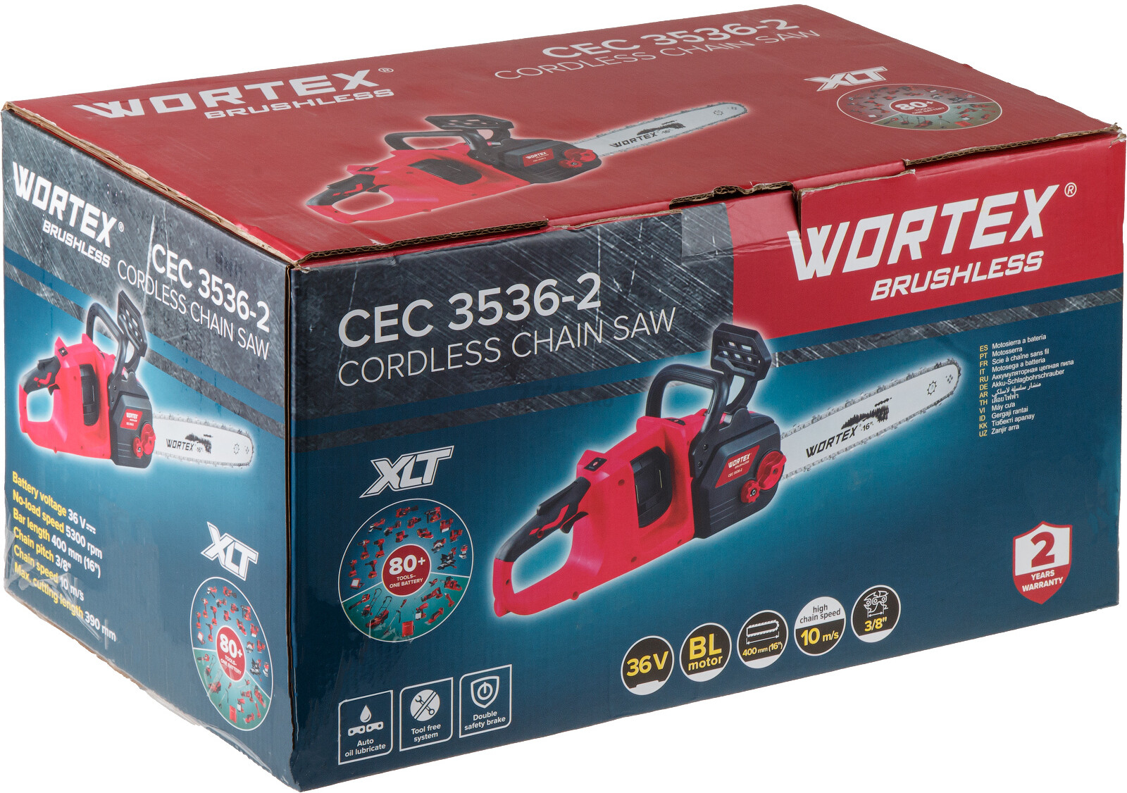 Пила цепная аккумуляторная WORTEX CEC 3536-2 ALL1 XLT SOLO (2333075) - Фото 14