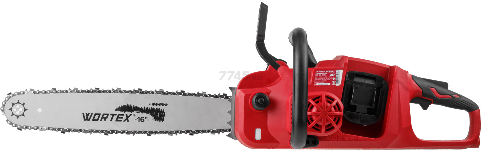 Пила цепная аккумуляторная WORTEX CEC 3536-2 ALL1 XLT SOLO (2333075) - Фото 7