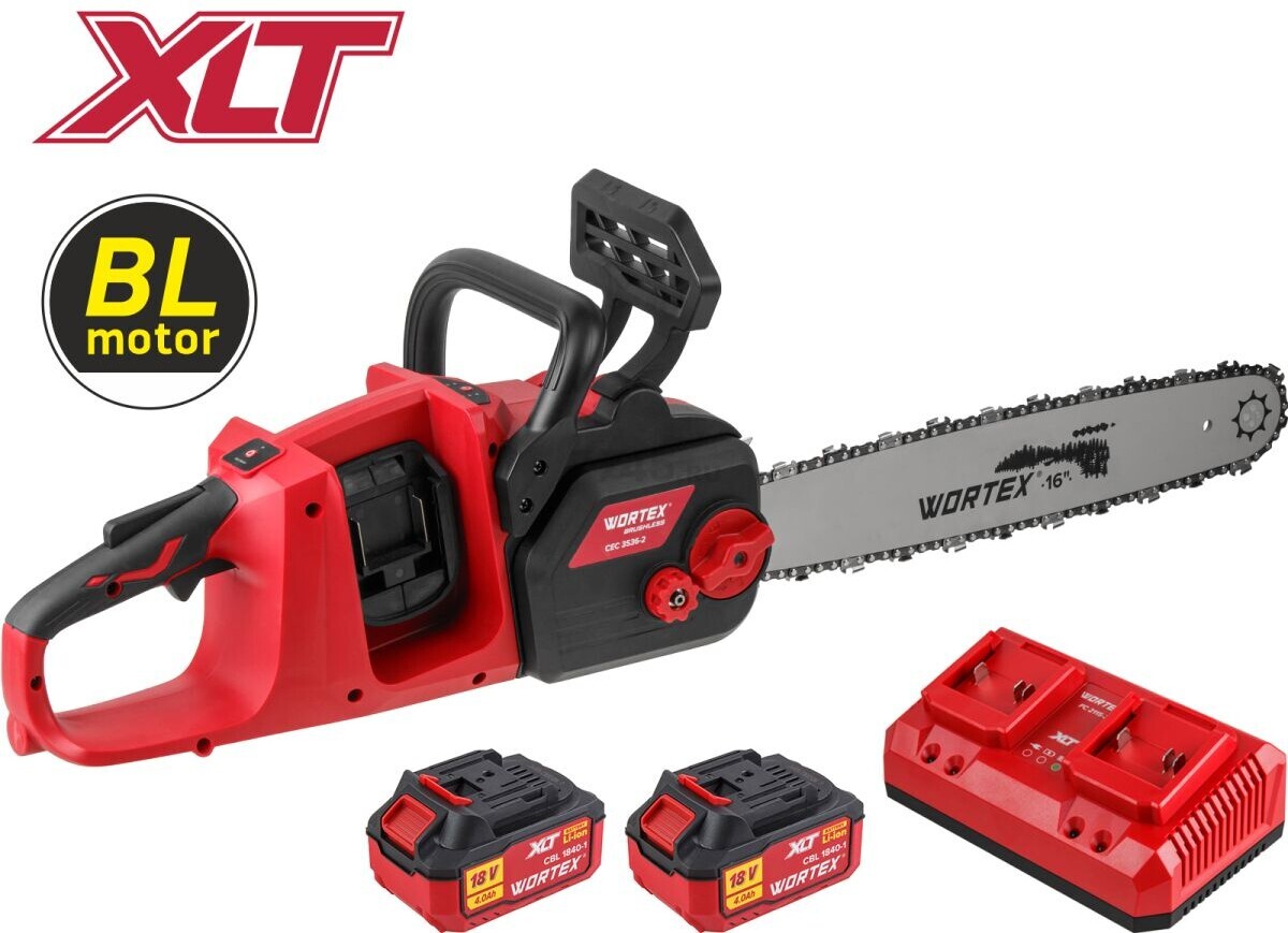 Пила цепная аккумуляторная WORTEX CEC 3536-2  ALL1 XLT SET (2333076) - Фото 2