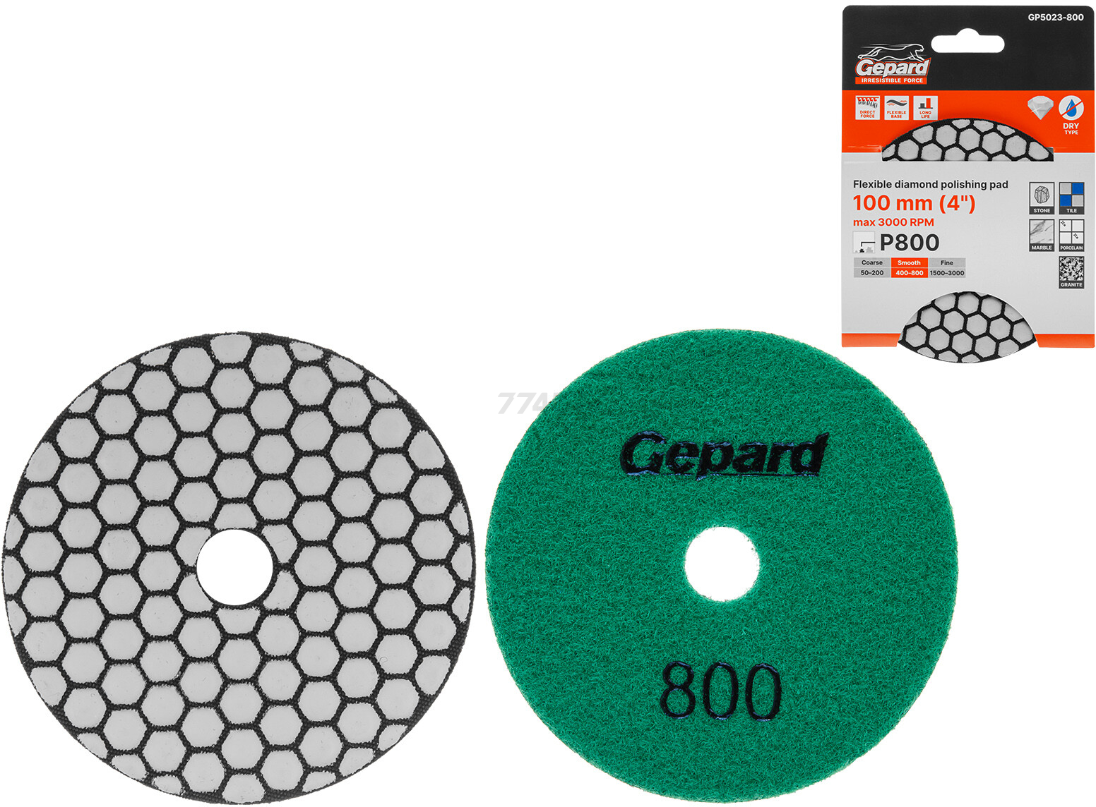Алмазный гибкий шлифовальный круг (черепашка) d 100 мм P800 GEPARD (GP5023-800)