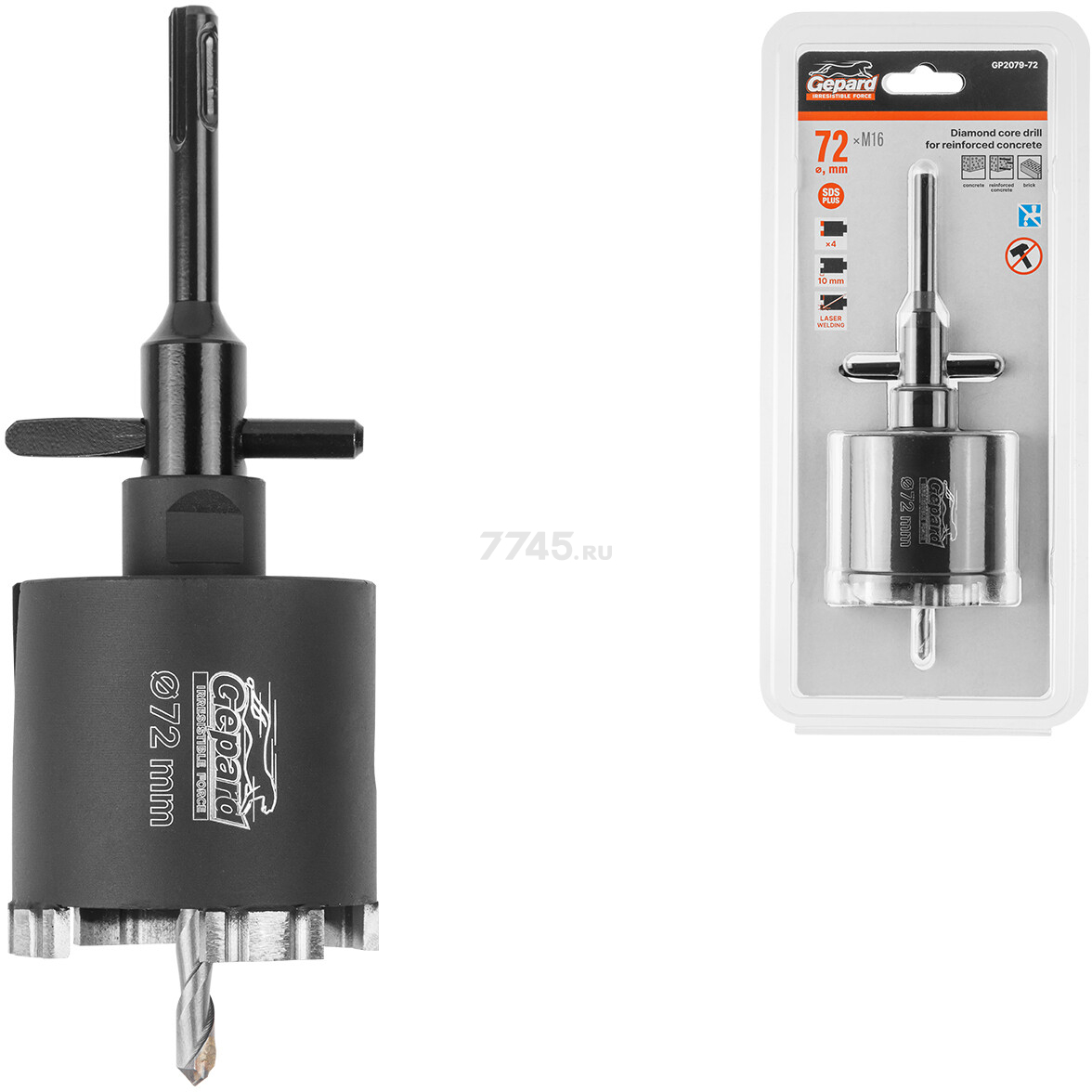 Коронка алмазная d 72 мм GEPARD железобетон (GP2079-72)