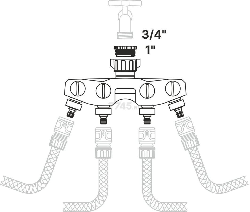 Разветвитель 4-канальный 3/4" - 1" STARTUL METSA (ST6013-19) - Фото 2