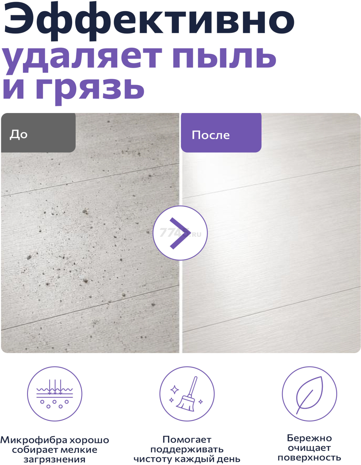 Швабра для пола PERFECTO LINEA с насадкой из микрофибры черная (43-435141) - Фото 7