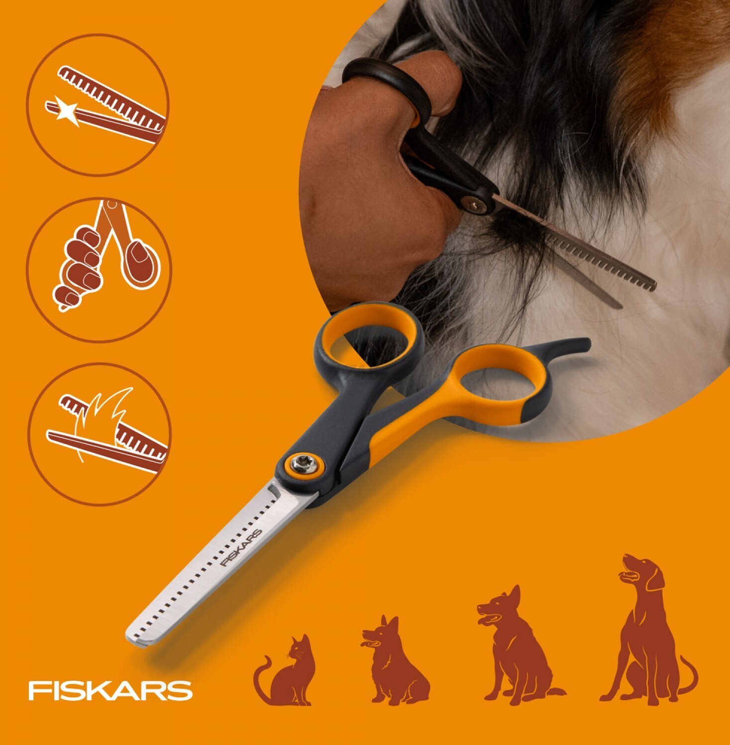 Ножницы филировочные для животных PET FISKARS (2009128) - Фото 5