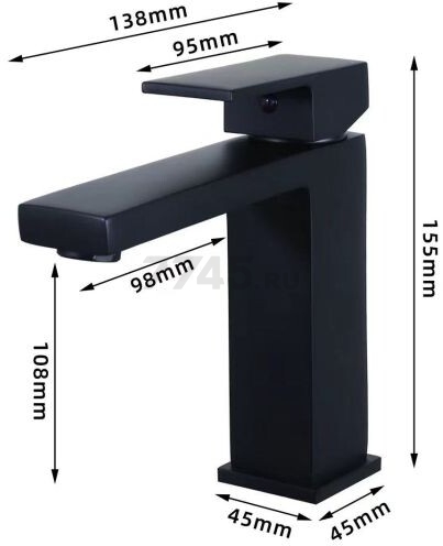 Смеситель для умывальника ECONOCE серия 840 черный (EC0841BL) - Фото 2