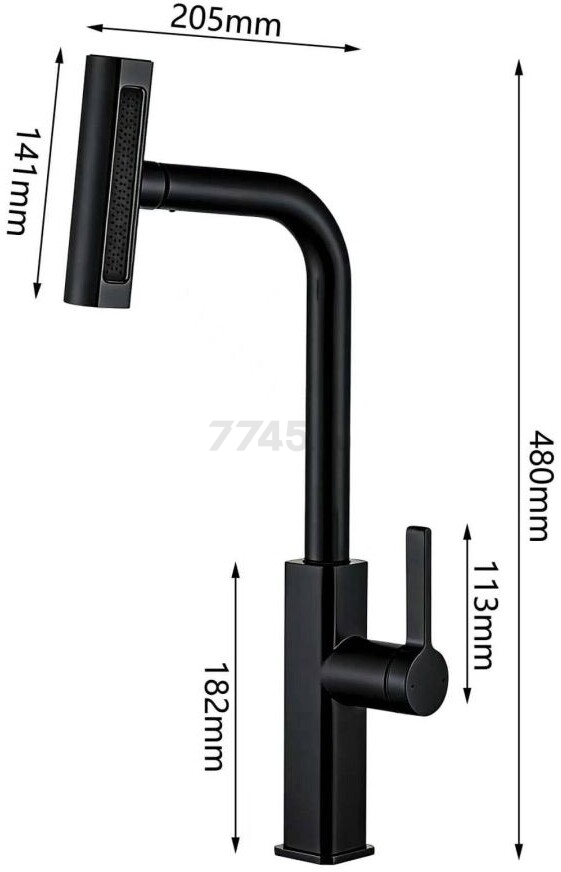 Смеситель для кухни ECONOCE серия 840 черный (EC0824BL) - Фото 2