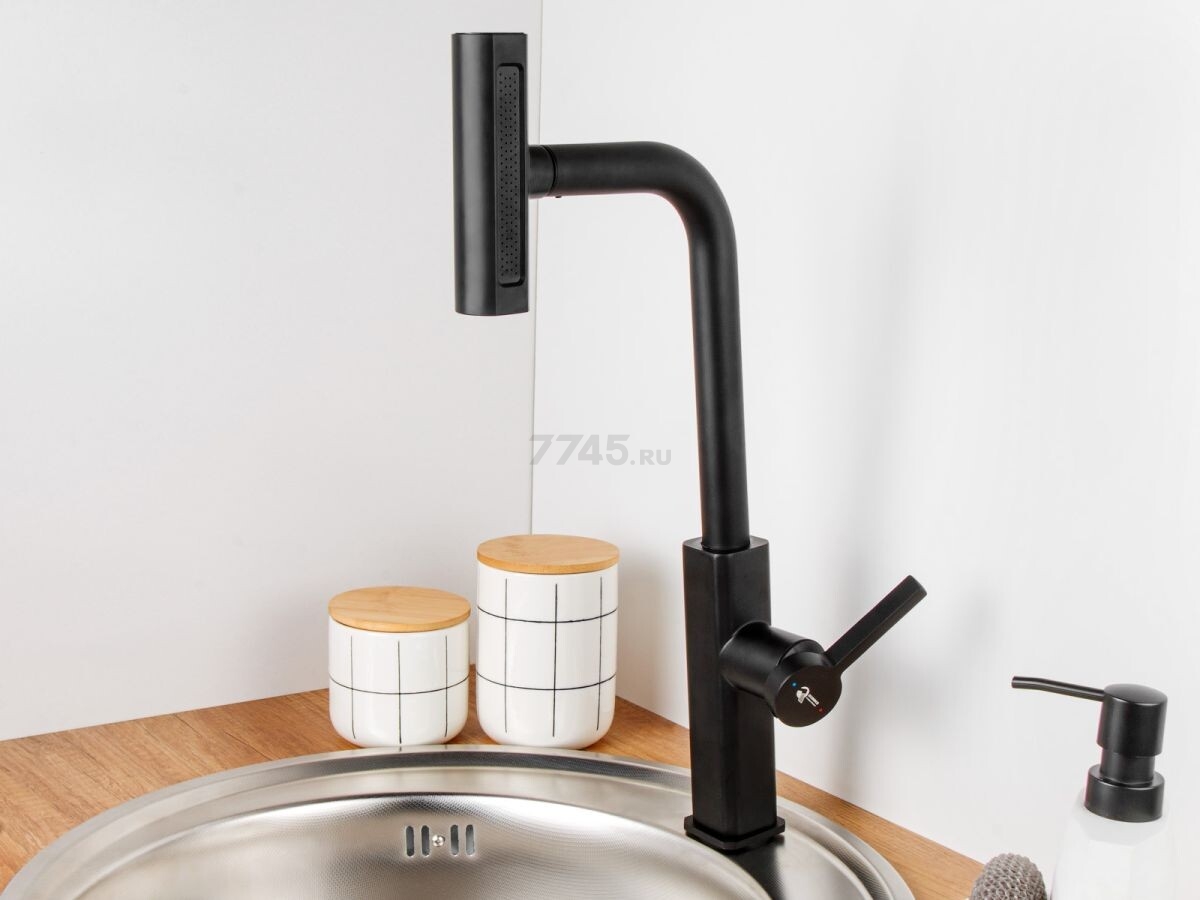 Смеситель для кухни ECONOCE серия 840 черный (EC0824BL) - Фото 3