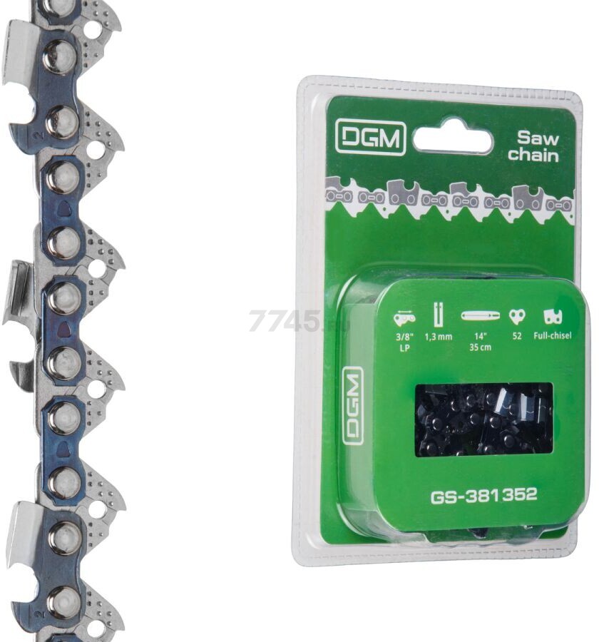 Цепь 35 см 14" 3/8" LP 1.3 мм 52 звена DGM (GS-381352)