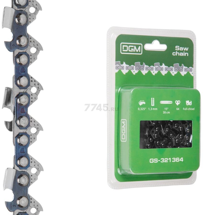 Цепь 38 см 15" 0,325" 1.3 мм 64 звена DGM (GS-321364)
