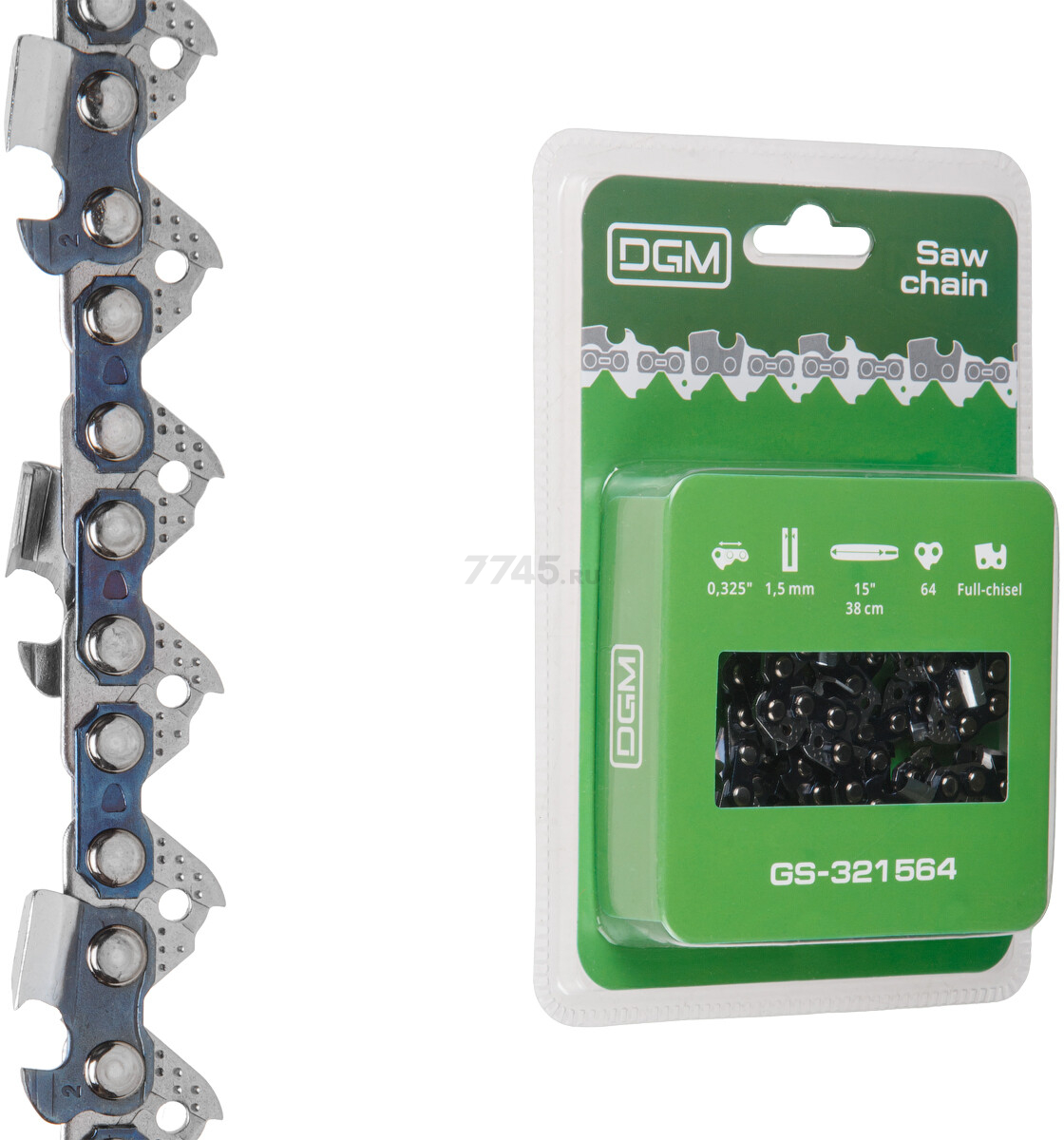 Цепь 38 см 15" 0,325" 1.3 мм 64 звена DGM (GS-321364)