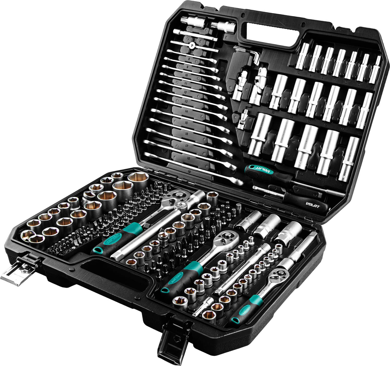 Набор инструментов 1/4", 3/8", 1/2" 6 граней 216 предметов ВОЛАТ (18570-216) - Фото 2