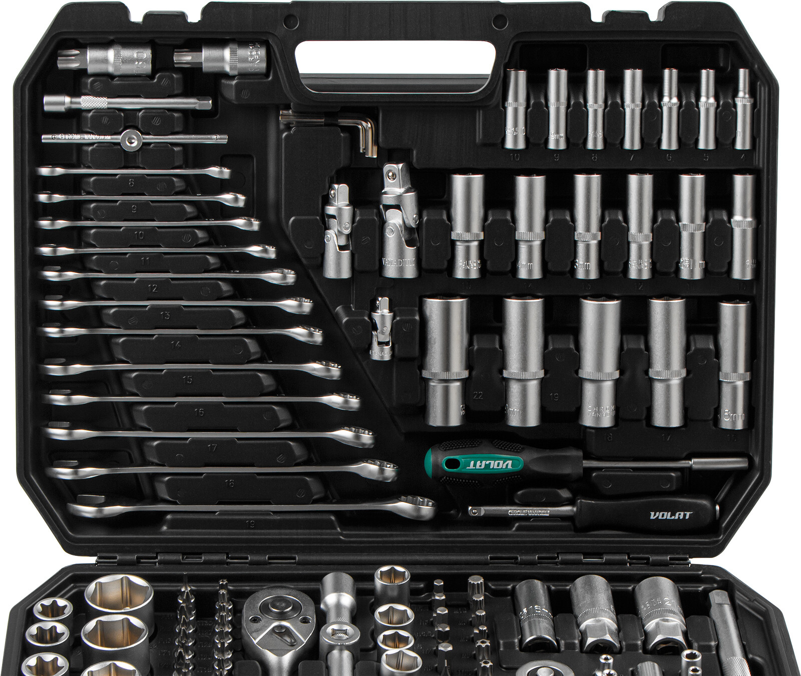 Набор инструментов 1/4", 3/8", 1/2" 6 граней 216 предметов ВОЛАТ (18570-216) - Фото 5