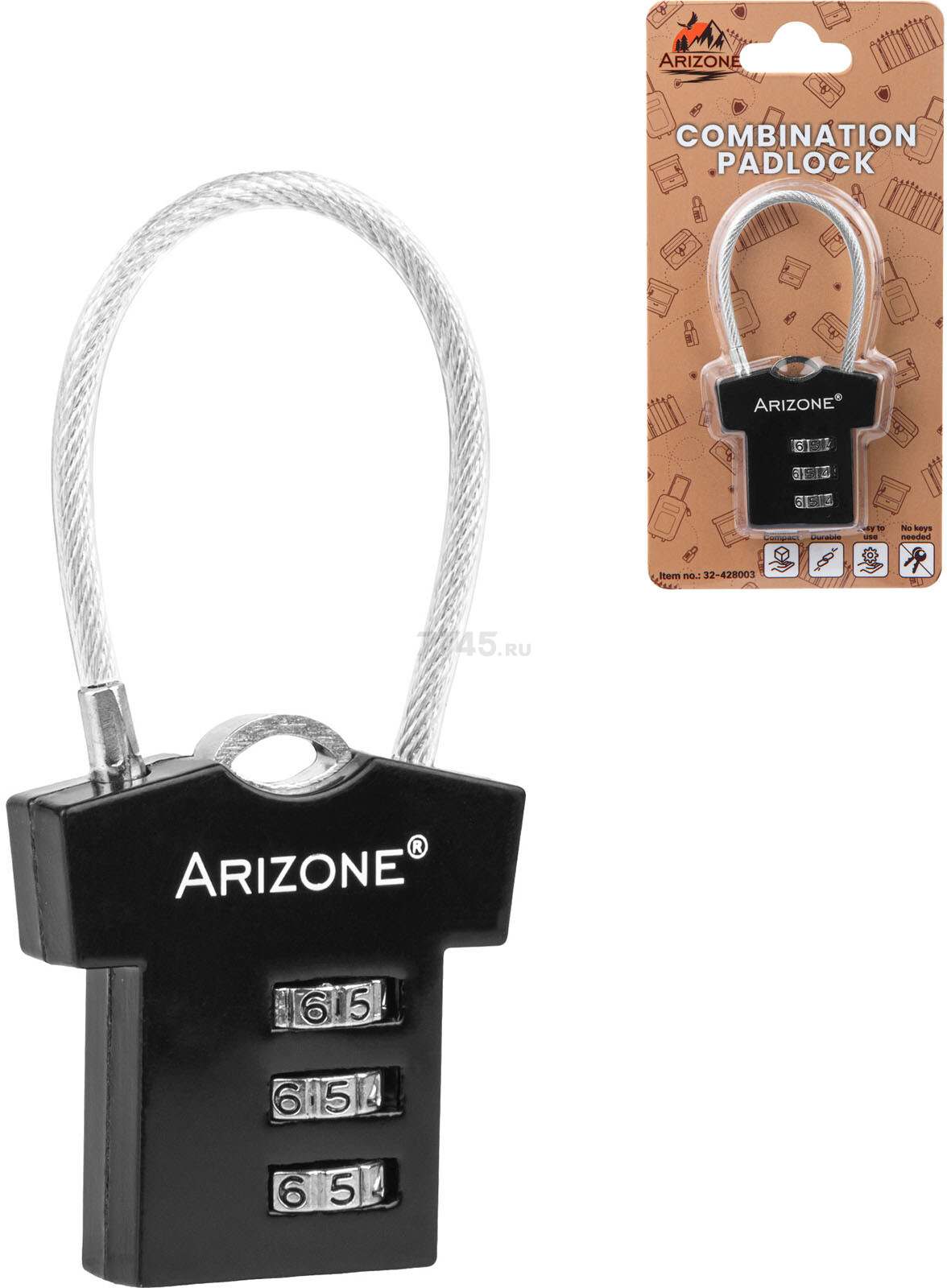 Замок навесной кодовый ARIZONE черный (32-428003)