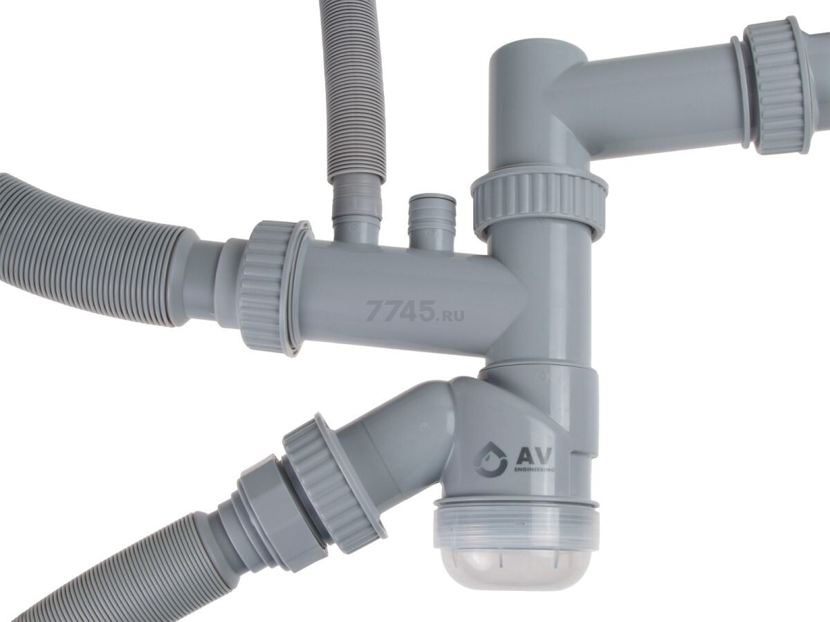Сифон для кухни выпуск 3 1/2" гибкая труба 1 1/2" - 32/40/50 мм AV Engineering (AVE129784) - Фото 2