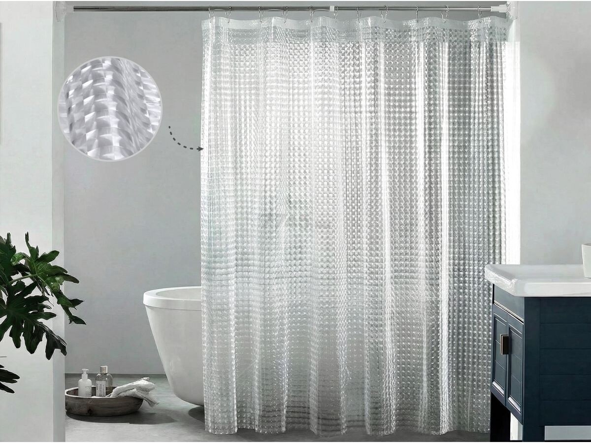 Штора для ванной комнаты 180х180 с кольцами PERFECTO LINEA Aura хрусталь (36-180401)