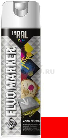 Эмаль аэрозольная маркировочная красный INRAL Spray Professional Fluomarker 500 мл (26-7-5-008)