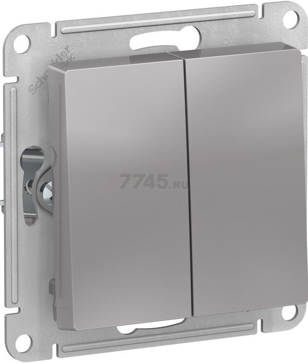 Выключатель двухклавишный скрытый SYSTEME (SCHNEIDER) ELECTRIC AtlasDesign алюминий (ATN000351)