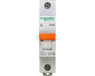 Автоматический выключатель SCHNEIDER ELECTRIC ВА63 1P 16А С 4,5кА (11203)