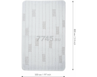 Коврик для ванной комнаты 50х80 см FORA Bricks белый (FOR-PP-BRK50-80W) - Фото 5