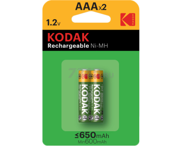 Аккумулятор ААА KODAK Rechargeable 1,2 V 650 mАh никелевый 2 штуки 
