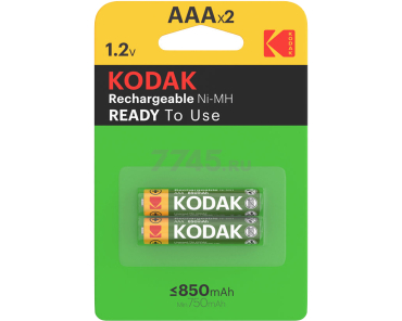 Аккумулятор ААА KODAK Rechargeable 1,2 V 850 mАh никелевый 2 штуки 