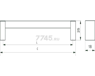 Ручка мебельная скоба AKS PS18/C18-320 металлик, венге (52919) - Фото 2