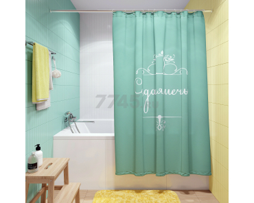Штора для ванной комнаты 180х180 см с кольцами FORA Создавая мечты тиффани (FOR-DA095BL) - Фото 3