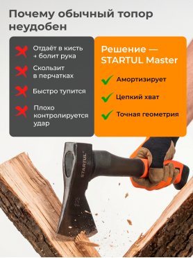 Топор универсальный STARTUL Master с фиберглассовой рукояткой