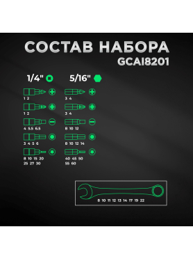 Набор инструментов 1/4", 1/2" 6 граней 82 предмета TOPTUL 
