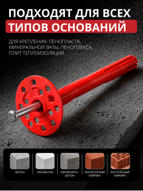 Дюбель для теплоизоляции с металлическим гвоздем STARFIX 
