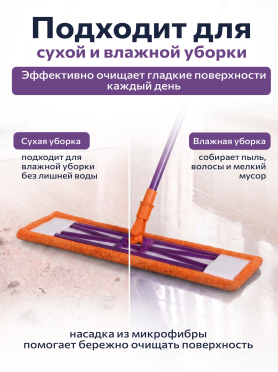 Швабра для пола PERFECTO LINEA Быстро-чисто с насадкой из микрофибры 