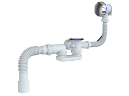 Сифон для ванны и глубокого поддона автомат с переливом и гибким соединением D40х40/50 UNICORN 