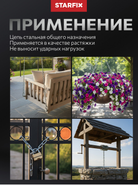 Цепь сварная короткозвенная оцинкованная DIN 766 STARFIX  