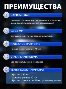 Ролик подающий для проволоки SOLARIS 0,6-0,8 мм 