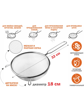 Дуршлаг с ручкой PERFECTO LINEA