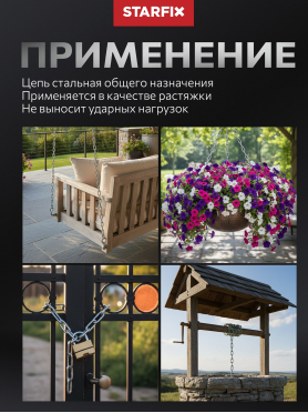 Цепь сварная короткозвенная оцинкованная DIN 766 STARFIX  