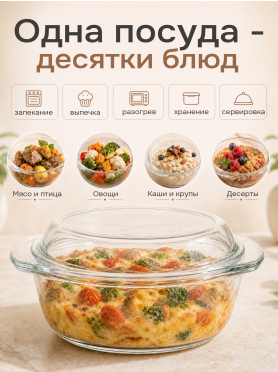 Кастрюля из жаропрочного стекла с крышкой PERFECTO LINEA