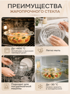 Кастрюля из жаропрочного стекла с крышкой PERFECTO LINEA