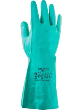 Перчатки нитриловые JETA SAFETY Atom Oil JN711 К80 Щ40 размер 7/S зеленые 
