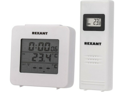 Электронный термометр с часами и беспроводным выносным датчиком REXANT 