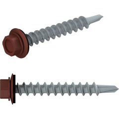 Саморез кровельный 5,5х19 мм цинк шайба с прокладкой PT3 RAL 3009 STARFIX 300 штук 