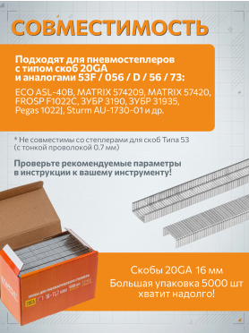 Скобы тип 20 GA STARTUL PROFI