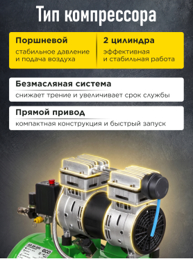 Компрессор безмасляный ECO AE-25-OF1