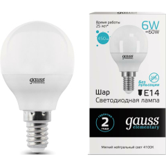 Лампа светодиодная E14 GAUSS Elementary G45